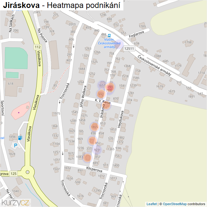 Mapa Jiráskova - Firmy v ulici.