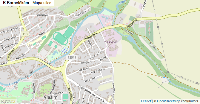 K Borovičkám - mapa ulice