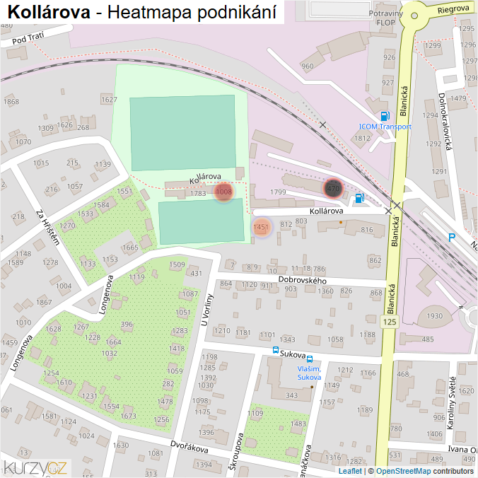 Mapa Kollárova - Firmy v ulici.