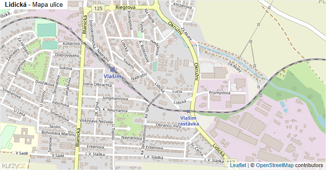 Lidická - mapa ulice