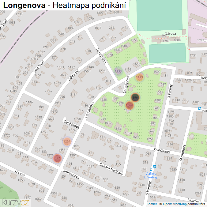 Mapa Longenova - Firmy v ulici.