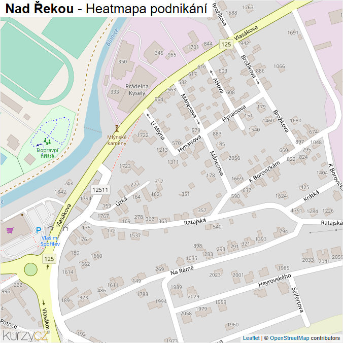 Mapa Nad Řekou - Firmy v ulici.