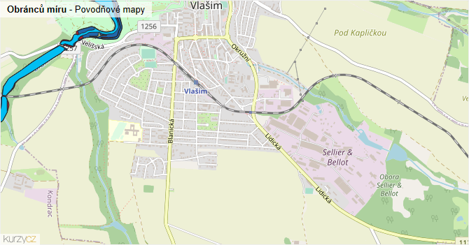 Obránců míru - záplavové mapy stoleté vody