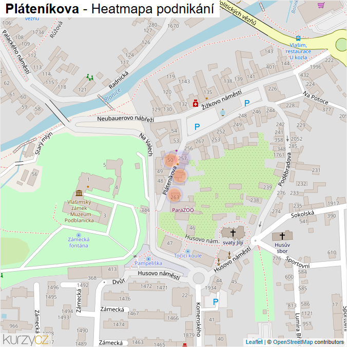 Mapa Pláteníkova - Firmy v ulici.