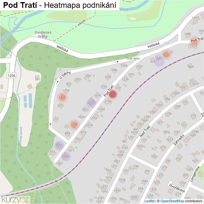 Mapa Pod Tratí - Firmy v ulici.
