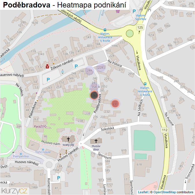 Mapa Poděbradova - Firmy v ulici.