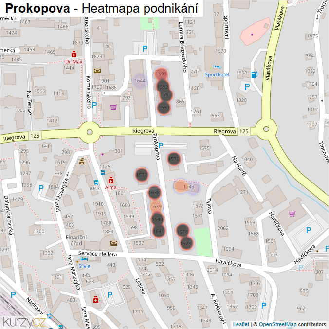 Mapa Prokopova - Firmy v ulici.