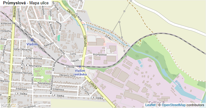 Průmyslová - mapa ulice