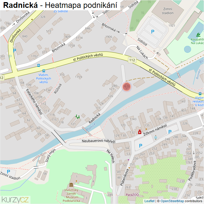 Mapa Radnická - Firmy v ulici.