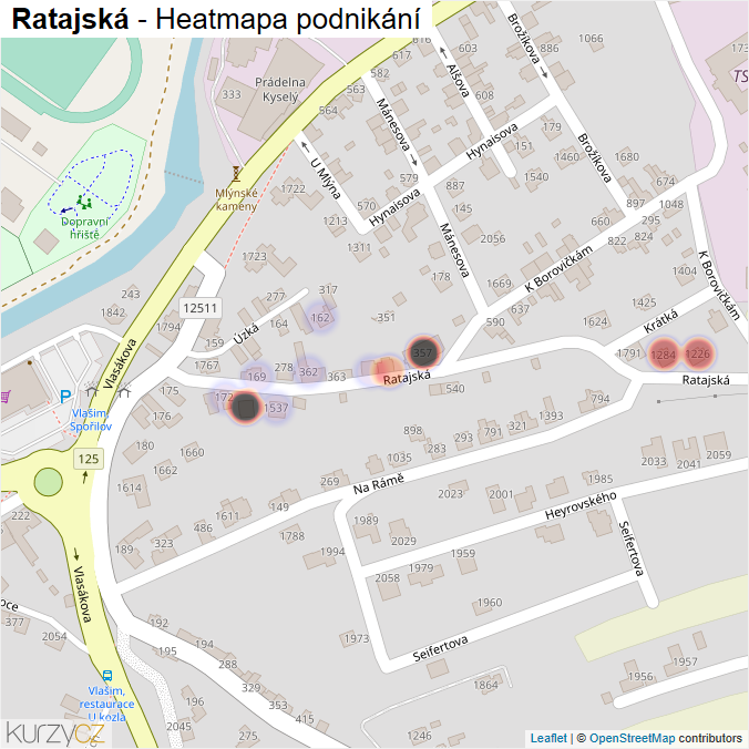 Mapa Ratajská - Firmy v ulici.