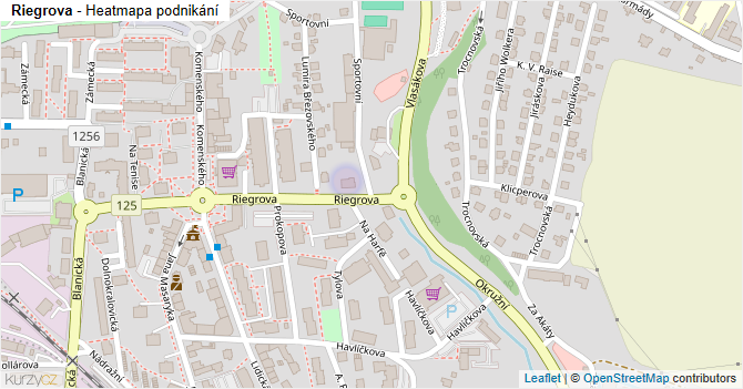 Riegrova - mapa podnikání