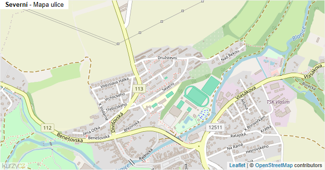 Severní - mapa ulice
