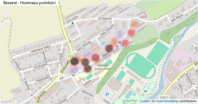 Severní - mapa podnikání