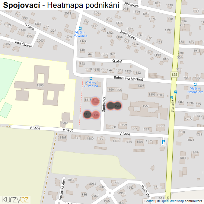 Mapa Spojovací - Firmy v ulici.