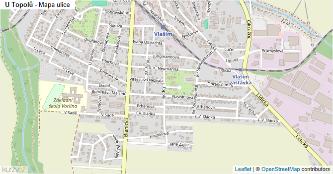 U Topolů - mapa ulice