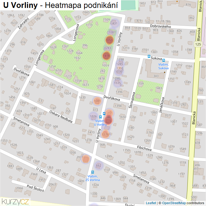 Mapa U Vorliny - Firmy v ulici.