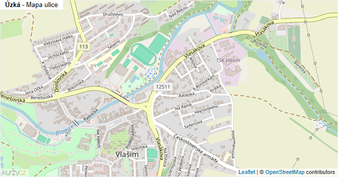 Úzká - mapa ulice