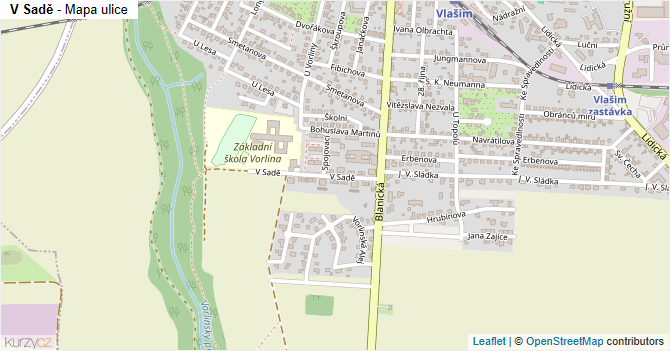 V Sadě - mapa ulice