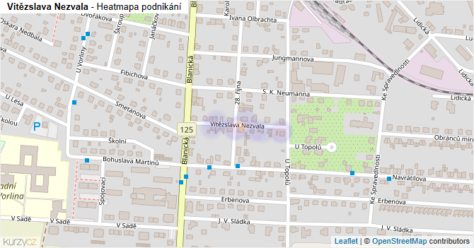 Vítězslava Nezvala - mapa podnikání