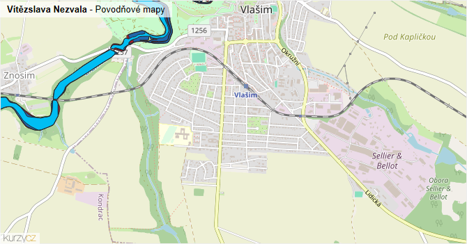 Vítězslava Nezvala - záplavové mapy stoleté vody