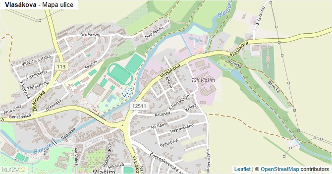 Vlasákova - mapa ulice