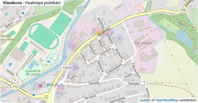 Vlasákova - mapa podnikání