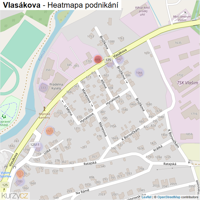 Mapa Vlasákova - Firmy v ulici.