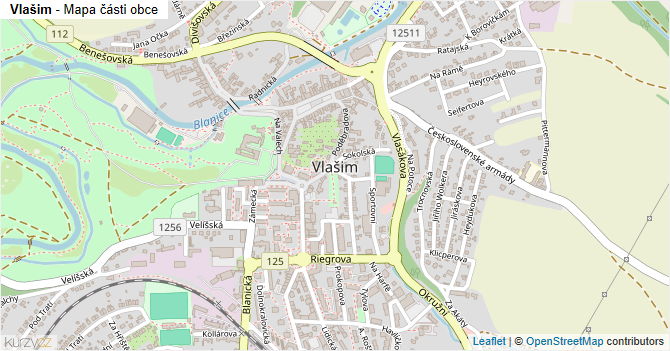 Vlašim - mapa části obce