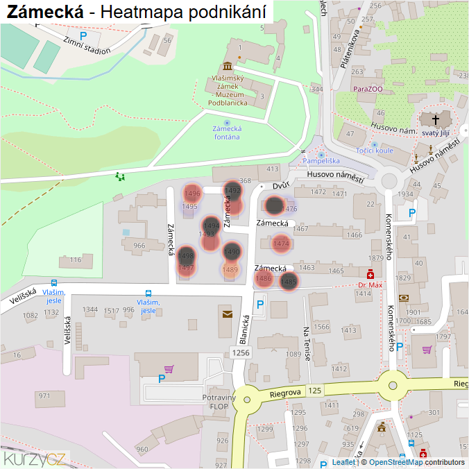 Mapa Zámecká - Firmy v ulici.