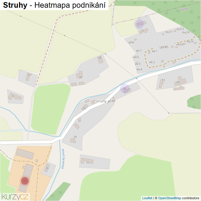 Mapa Struhy - Firmy v části obce.