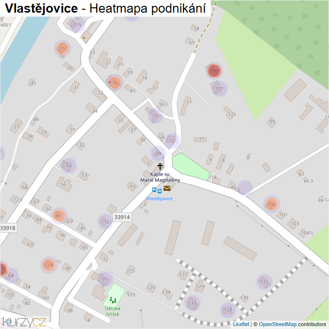 Mapa Vlastějovice - Firmy v části obce.