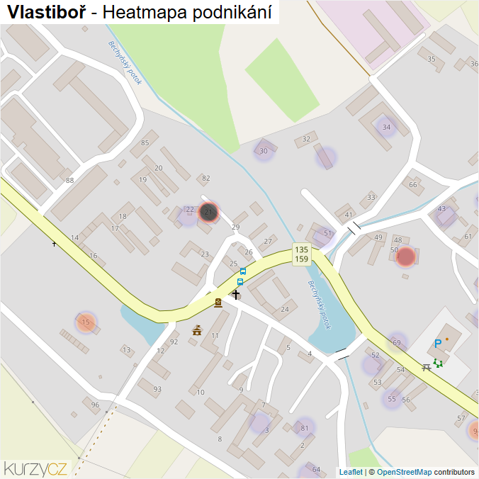 Mapa Vlastiboř - Firmy v části obce.