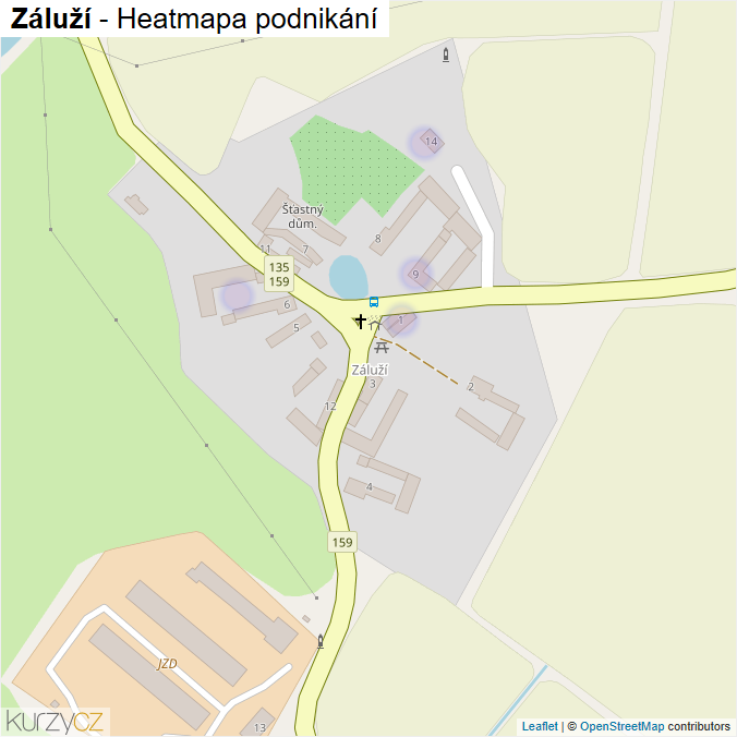 Mapa Záluží - Firmy v části obce.