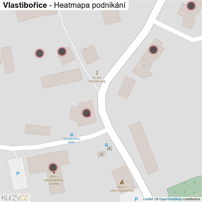 Mapa Vlastibořice - Firmy v obci.