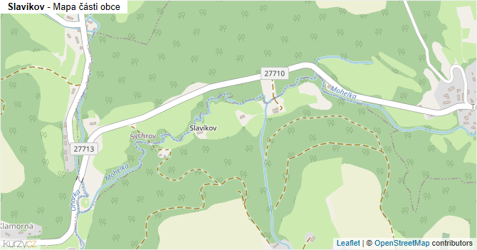 Slavíkov - mapa části obce