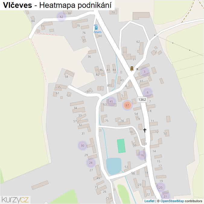 Mapa Vlčeves - Firmy v části obce.