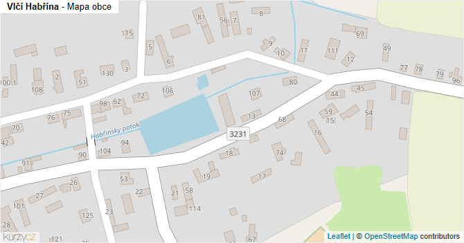 Vlčí Habřina - mapa obce