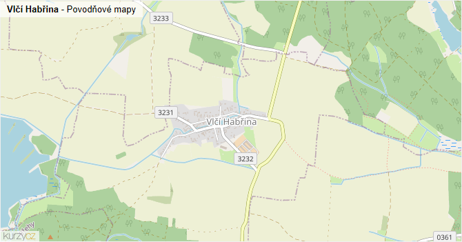 Vlčí Habřina - záplavové mapy stoleté vody