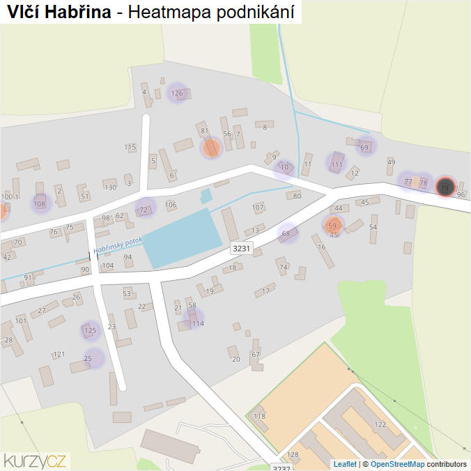 Mapa Vlčí Habřina - Firmy v části obce.