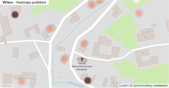 Vlčkov - mapa podnikání