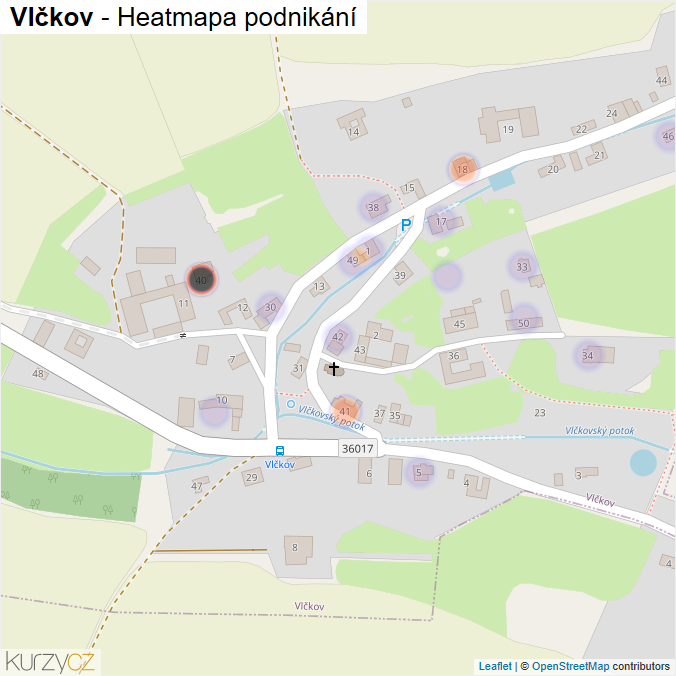 Mapa Vlčkov - Firmy v části obce.