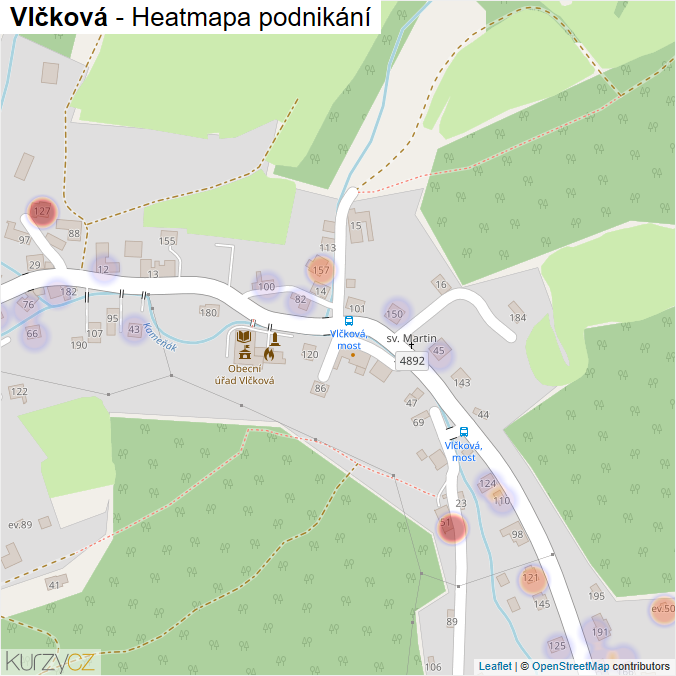 Mapa Vlčková - Firmy v části obce.