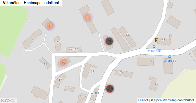 Vlkančice - mapa podnikání