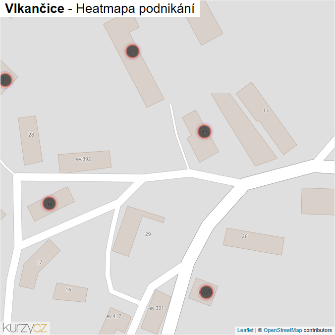 Mapa Vlkančice - Firmy v obci.