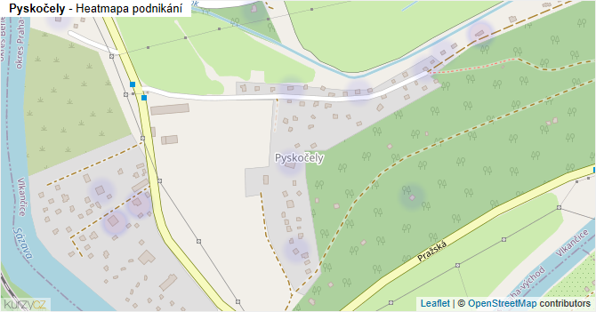 Pyskočely - mapa podnikání