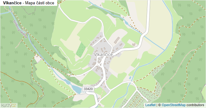 Vlkančice - mapa části obce