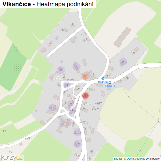 Mapa Vlkančice - Firmy v části obce.