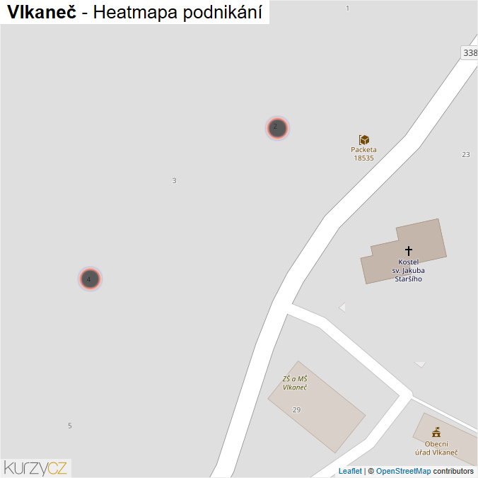 Mapa Vlkaneč - Firmy v obci.
