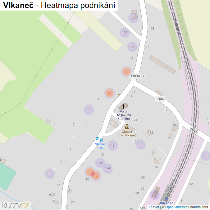 Mapa Vlkaneč - Firmy v části obce.