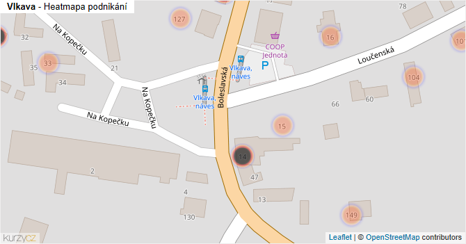 Vlkava - mapa podnikání